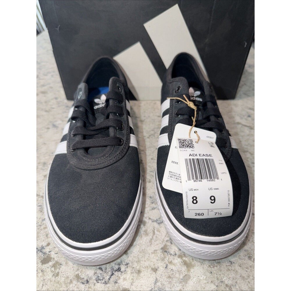 New Adidas Adi Ease Black White Casual Suede Shoes Sneakers [HQ6432] NIB DS